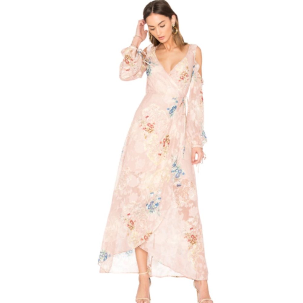 We Are Kindred Hayley Frill Cold Shoulder Pink Floral Dress